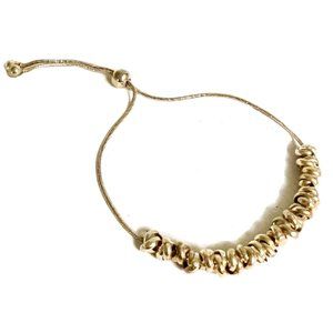 14k Gold Over .925 Sterling Silver Gathered Chain Adjustable Bolo Bracelet